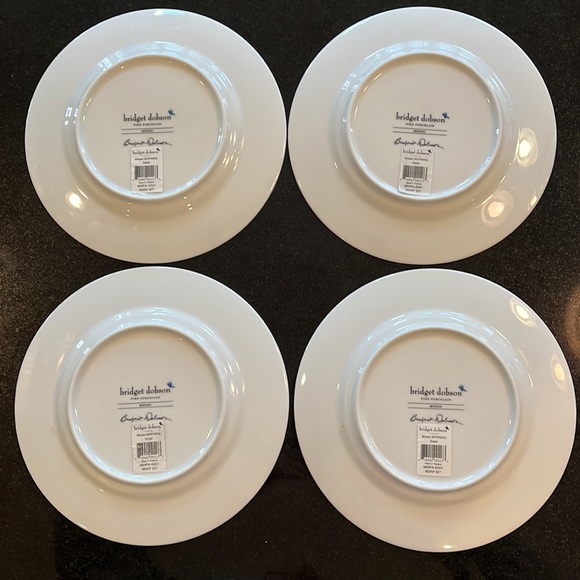 4 Bridget Dobson Fine Porcelain - Blue Mosaic - Salad Plates 8 1/2 In. - Picture 7 of 12